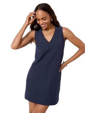 Faherty All Day V-Neck Dress Women’s Small Navy Sleeveless Mini